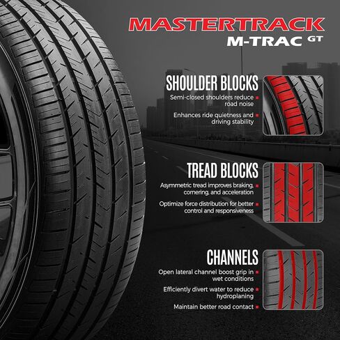 M-TRAC GT Ultra عالية الأداء مجموعة الإطارات جميع موسم (إطارات 2) 235/40ZR19 XL 96W | ضمان لمدة 5 سنوات + حماية خطر الطريق | تصميم فقي مزدوج للسيارات الرياضية وسيارات السيدان الفاخرة [إطار فقط] in Kuwait