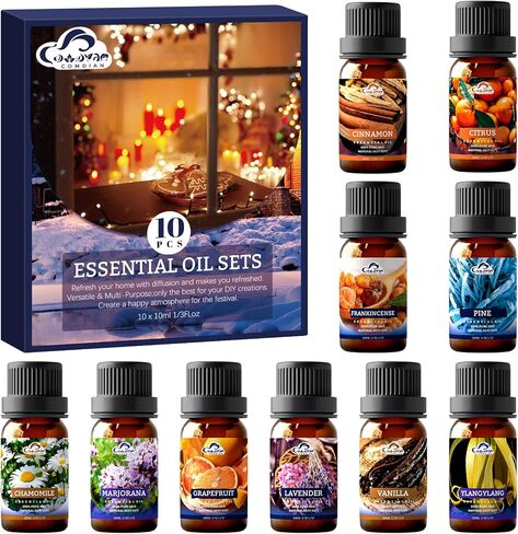 Essential Oils Set (Top 5) - Natural Aromatherapy Oil for Diffuser, Body Skin Care, Home, Candle Making, Spa and Birthday Gifts for Women and Men - Lemon, Bergamot, Orange, Peppermint, Yuzu in Saudi Arabia