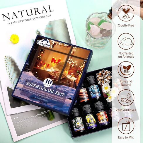Essential Oils Set (Top 5) - Natural Aromatherapy Oil for Diffuser, Body Skin Care, Home, Candle Making, Spa and Birthday Gifts for Women and Men - Lemon, Bergamot, Orange, Peppermint, Yuzu in Saudi Arabia