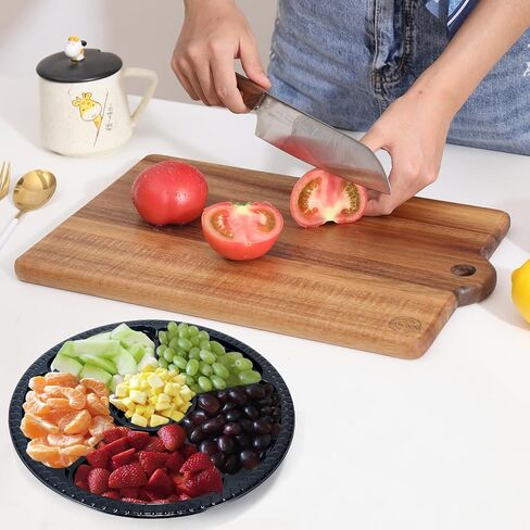 10 Pcs Plastic Appetizer Serving Tray with Lid Round 12.5 Inch Tray with Lid Disposable Serving Fruit Veggie Tray with 6 Divided Compartment Tray Fruit Snack Veggie Trays for Catering for Party in Saudi Arabia