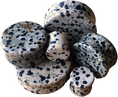 زوج من المقابس الحجرية العضوية Dalmatian Jasper - تصل إلى 38 ملم! in Saudi Arabia