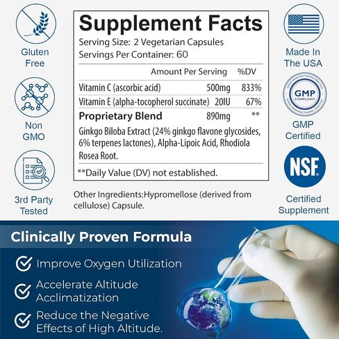 High Altitude Relief (120 ct.) - Colorado's #1 Product for Altitude Sickness Prevention, Reduce The Effects of High Altitude, Arrives in 2-3 Days, Made in The USA in Saudi Arabia