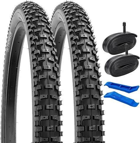 YUNSCM 2-PCS 24" إطارات الدراجة 24x2.35/57-507 و24" أنابيب الدراجة المتوافقة مع الدراجة الجبلية/الطرق الوعرة 24x2.30 24x2.35 24x2.40 إطارات وأنابيب الدراجات (P-1018) in Saudi Arabia