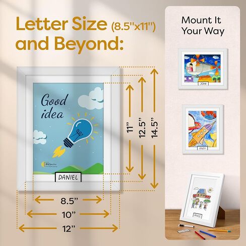 إطارات الأعمال الفنية للأطفال JOYSPECTIVE قابلة للتغيير جديدة ومحسنة! إطار فني للأطفال، مساحة تخزين كبيرة، إطار قوي وثابت للأعمال الفنية للأطفال | إطار مفتوح أمامي لعرض الأعمال الفنية للأطفال مع مساحة تخزين تصل إلى 130 صورة؛ عرض سريع للورق | مشاريع فنية ل in Kuwait