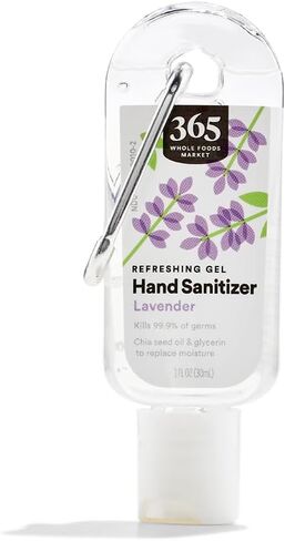365 من شركة Whole Foods Market ، مطهر Hand Hand Gel ، Lavender ، مصنوع من Oil و Glycerin ، 1 Fl Oz in Saudi Arabia