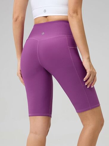 AARYA Women Cross Over High-Waist Athletic Bike Shorts Ribbed Stretch Butt Lifting Workout Short for Yoga & Gym, Side Pockets in Kuwait