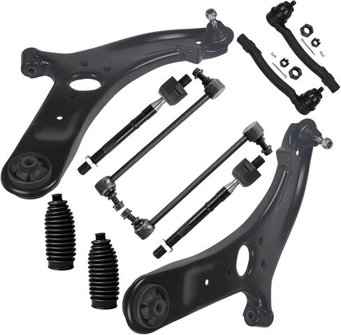 Detroit Axle - 10pc Front End Kit for Hyundai 2012-2017 Accent, 2 Lower Control Arms with Ball Joint Assembly 2 Sway Bars 4 Inner Outer Tie Rods 2 Boots 2013 2014 2015 2016 Replacement in Saudi Arabia