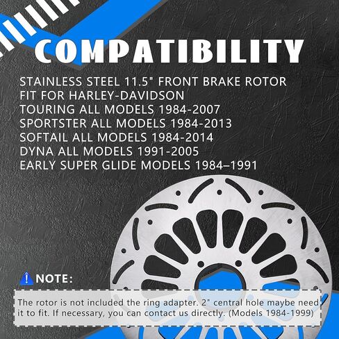 11.5" Rear Brake Rotor Disc Upgrade Fit for Harley Davidson Touring Sportster Softail Dyna Early Super Glide 1984-2017, 420 Stainless Steel Motorcycle Brake Rotor in Kuwait