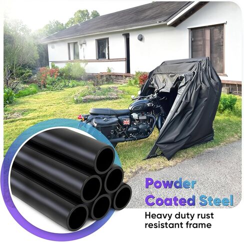 Quictent 136"x 54" Motorcycle Storage Shelter with Code Lock & Carry Bag Heavy Duty Vehicle Shed Cover Garage Tent with 2 Roll-Up Side Windows - Black in Saudi Arabia