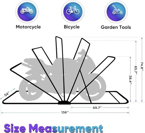 Quictent 136"x 54" Motorcycle Storage Shelter with Code Lock & Carry Bag Heavy Duty Vehicle Shed Cover Garage Tent with 2 Roll-Up Side Windows - Black in Saudi Arabia