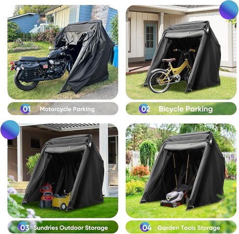 Quictent 136"x 54" Motorcycle Storage Shelter with Code Lock & Carry Bag Heavy Duty Vehicle Shed Cover Garage Tent with 2 Roll-Up Side Windows - Black in Saudi Arabia