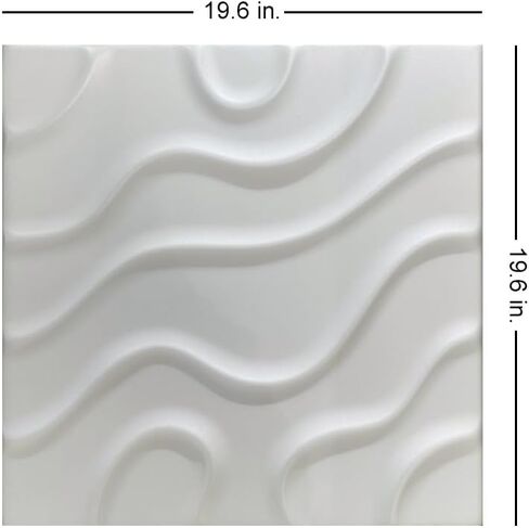 A La Maison Ceilings R136 Modern Art Foam Glue-up Ceiling Tile 20 in x 20 in (21.6 sq. ft./Case), Pack of 8, Ultra Pure White in Kuwait