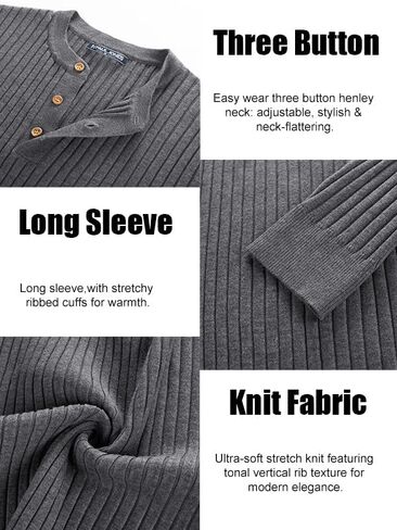 PJ PAUL JONES Mens Henley Sweater Lightweight Crewneck Sweater Knitted Stripe Pullover in Saudi Arabia