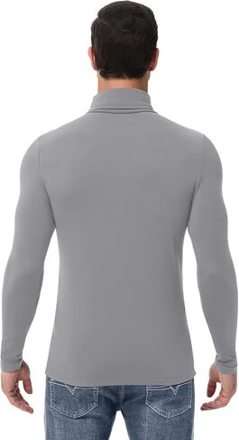 Poriff Mens Turtleneck Sweater Long Sleeve Casual Fleece Lined Basic Thermal Pullover Tops in Kuwait