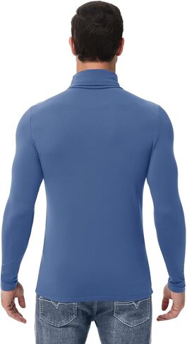 Poriff Mens Turtleneck Sweater Long Sleeve Casual Fleece Lined Basic Thermal Pullover Tops in Kuwait