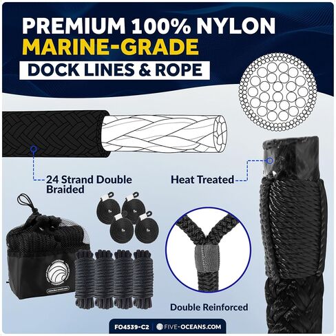 Five Oceans 4-Pack Boat Fenders - Boat Bumpers for Docking - 4 Ropes Lines 3/8-Inch x 5-Foot - Boat Fender with Inflator Pump and 4 Needles in Saudi Arabia