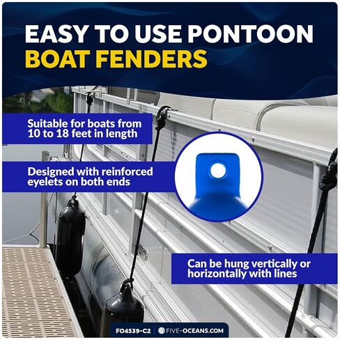 Five Oceans 4-Pack Boat Fenders - Boat Bumpers for Docking - 4 Ropes Lines 3/8-Inch x 5-Foot - Boat Fender with Inflator Pump and 4 Needles in Saudi Arabia