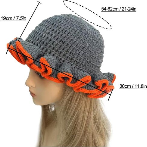 قبعة بوهو أنيقة كروشيه قبعة صلبة اللون متماسكة يدويًا مع كشكشة ملونة شتاء قبعة الصياد المبكرة in Kuwait