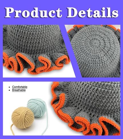 قبعة بوهو أنيقة كروشيه قبعة صلبة اللون متماسكة يدويًا مع كشكشة ملونة شتاء قبعة الصياد المبكرة in Kuwait