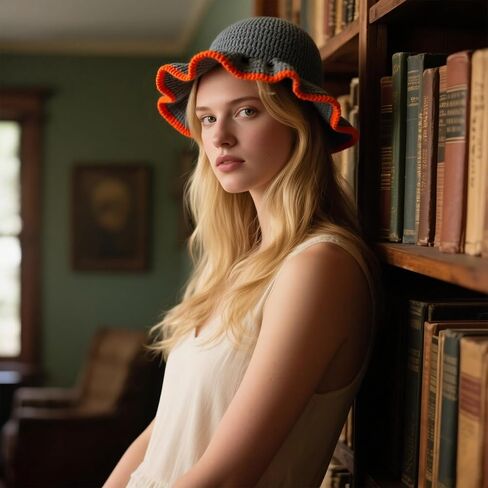 قبعة بوهو أنيقة كروشيه قبعة صلبة اللون متماسكة يدويًا مع كشكشة ملونة شتاء قبعة الصياد المبكرة in Kuwait