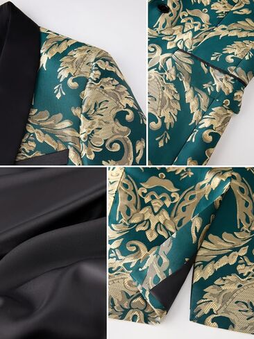 بدلة الرجال من 3 قطع شال صدر الباليرو مجموعة | سترة السترة Jacquard الأزهار ، سترة وسروال ضئيلة لحفل الزفاف in Kuwait