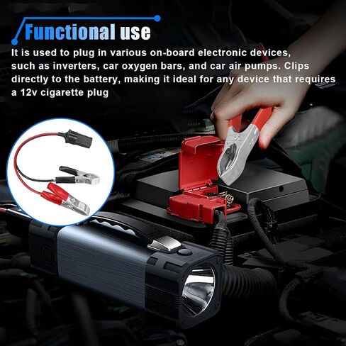 12 Inch Cigarette Lighter Extension Cord, 12V Car Battery Clamp-on Extension Charge Cable, Battery Alligator Clip to Female Cigarette Lighter Socket, Cigarette Splitter Plug Extension Socket in Saudi Arabia