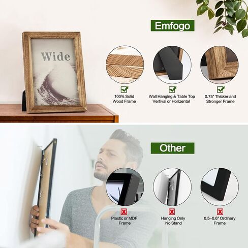 4x6 Picture Frames Photo Display for Tabletop Display Wall Mount Solid Wood High Definition Glass Photo Frame Pack of 2 in Saudi Arabia