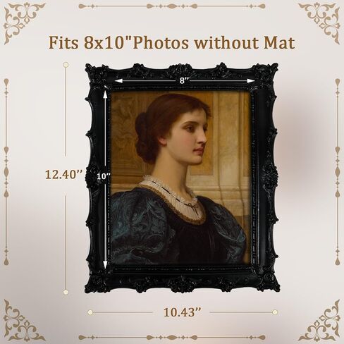8x10 إطارات الصور مع تصميم الكروم المنقوشة وإطار صورة راتنجات مصنوع يدويًا مع الحامل والخطاف للمنضل والجدار معلقًا ديكورًا منزليًا باروكيًا مزخرفًا (البرونز) in Saudi Arabia