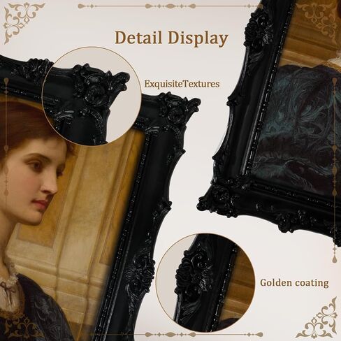 8x10 إطارات الصور مع تصميم الكروم المنقوشة وإطار صورة راتنجات مصنوع يدويًا مع الحامل والخطاف للمنضل والجدار معلقًا ديكورًا منزليًا باروكيًا مزخرفًا (البرونز) in Saudi Arabia