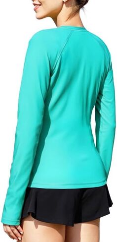 Women's UPF 50+ Long Sleeve Rash Guard - Quick Dry UV Protection Swim & Hiking Shirt w/Pockets + Thumb Hole in Saudi Arabia