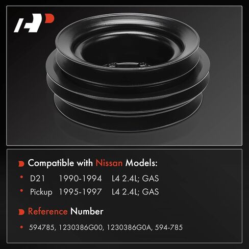 A-Premium Engine Plancer Balancer Bulley Crankshaving متوافق مع Nissan D21 1990-1994 ، Pickup 1995-1997 ، 2.4L GAS in Kuwait