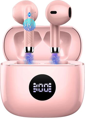 Jxrev Wireless Earbud Bluetooth Headphones Bluetoth Earbud LED Power Display, Touch Control, Ear Bud in-Ear Earphones with Mic for Android iOS, Super Light & Portable, IP7 Waterproof in Saudi Arabia