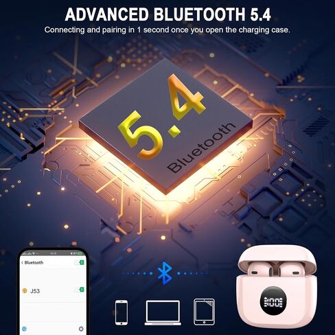Jxrev Wireless Earbud Bluetooth Headphones Bluetoth Earbud LED Power Display, Touch Control, Ear Bud in-Ear Earphones with Mic for Android iOS, Super Light & Portable, IP7 Waterproof in Saudi Arabia