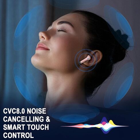 Jxrev Wireless Earbud Bluetooth Headphones Bluetoth Earbud LED Power Display, Touch Control, Ear Bud in-Ear Earphones with Mic for Android iOS, Super Light & Portable, IP7 Waterproof in Saudi Arabia