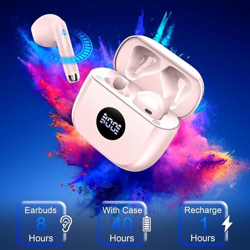 Jxrev Wireless Earbud Bluetooth Headphones Bluetoth Earbud LED Power Display, Touch Control, Ear Bud in-Ear Earphones with Mic for Android iOS, Super Light & Portable, IP7 Waterproof in Saudi Arabia
