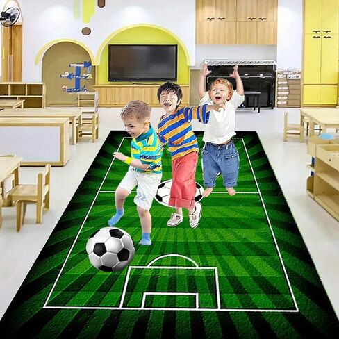 سجادة كرة قدم كرة قدم لكرة القدم سجادة لكرة القدم للأولاد ، سجاد منطقة اللعب في غرفة الأطفال ، غرفة معيشة غير قابلة للانزلاق ديكور كرة القدم الخضراء السجادة 2.6x4ft/80x120 سم in Kuwait