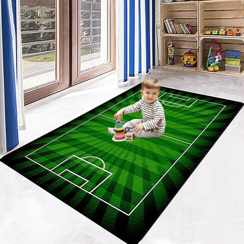 سجادة كرة قدم كرة قدم لكرة القدم سجادة لكرة القدم للأولاد ، سجاد منطقة اللعب في غرفة الأطفال ، غرفة معيشة غير قابلة للانزلاق ديكور كرة القدم الخضراء السجادة 2.6x4ft/80x120 سم in Kuwait