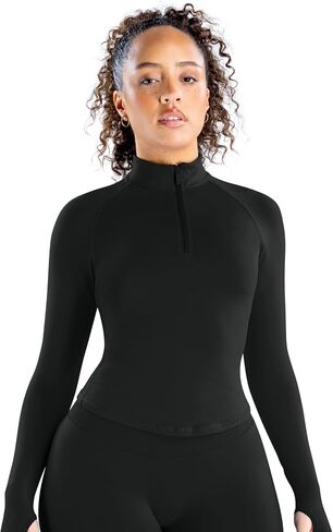 Impact Half Zippy Sports Yoga 1/2 Zip Women Workout Fitness Gym Outdoor Coat Running Longline Thumb Holes Tops in Kuwait