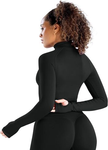 Impact Half Zippy Sports Yoga 1/2 Zip Women Workout Fitness Gym Outdoor Coat Running Longline Thumb Holes Tops in Kuwait