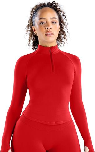 Impact Half Zippy Sports Yoga 1/2 Zip Women Workout Fitness Gym Outdoor Coat Running Longline Thumb Holes Tops in Kuwait