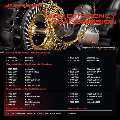 طراز A -premium الأمامي ، الحلقة التفاضلية والترين المتوافقة مع شيفروليه ، GMC & Cadillac - Silverado 1500 ، Tahoe ، Blazer ، K1500 Suburban ، Sierra 1500 ، Yukon ، Escalade ، 3.73 Ratio in Kuwait