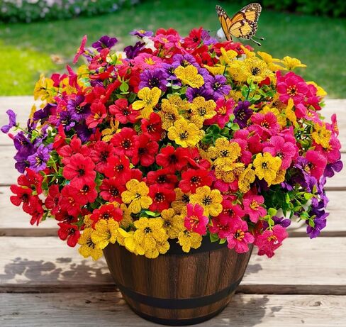 20 Bundles Artificial Mums for Outdoors – UV Resistant Artificial Plants Outdoor, Realistic Silk Fake Flowers No Fade, for Porch, Garden, Patio, Planter in Saudi Arabia