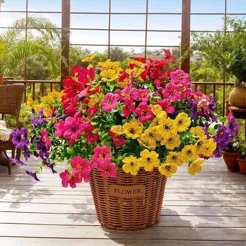 20 Bundles Artificial Mums for Outdoors – UV Resistant Artificial Plants Outdoor, Realistic Silk Fake Flowers No Fade, for Porch, Garden, Patio, Planter in Saudi Arabia