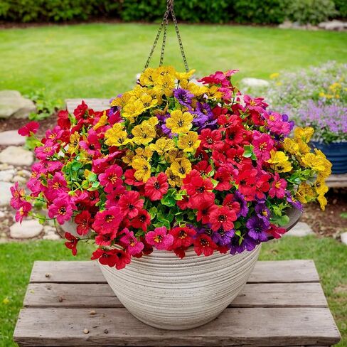 20 Bundles Artificial Mums for Outdoors – UV Resistant Artificial Plants Outdoor, Realistic Silk Fake Flowers No Fade, for Porch, Garden, Patio, Planter in Saudi Arabia