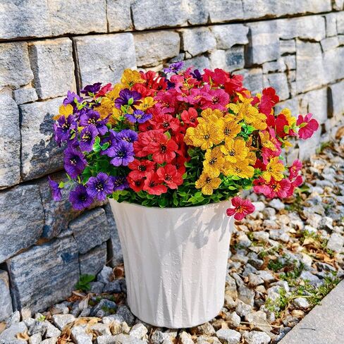 20 Bundles Artificial Mums for Outdoors – UV Resistant Artificial Plants Outdoor, Realistic Silk Fake Flowers No Fade, for Porch, Garden, Patio, Planter in Saudi Arabia