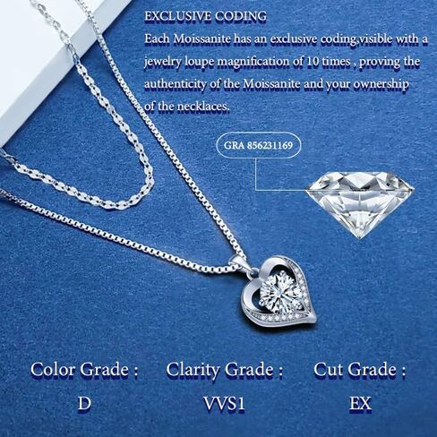 Moissanite Necklace, Women's Diamond Necklace, 'I LOVE YOU' Heart Pendant Necklace, 1-3 Carat Moissanite Pendant, 925 Sterling Silver Electroplated With 18k Gold Necklace, The Best Gift for Wife, Girlfriend, Mother and Daughter. in Kuwait