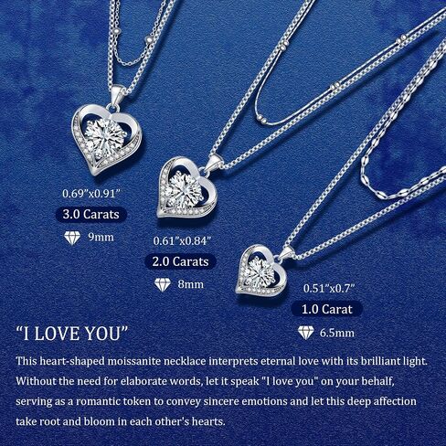 Moissanite Necklace, Women's Diamond Necklace, 'I LOVE YOU' Heart Pendant Necklace, 1-3 Carat Moissanite Pendant, 925 Sterling Silver Electroplated With 18k Gold Necklace, The Best Gift for Wife, Girlfriend, Mother and Daughter. in Kuwait