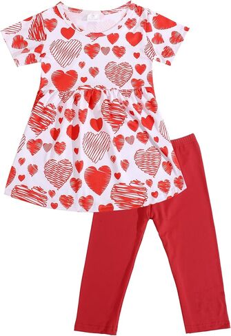 البنات الصغار بنطلون مجموعة الحب والملابس الوردية القلب مجموعة اللباس تي شيرت الكشك in Kuwait
