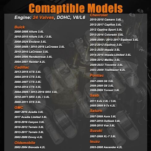 12 PCS Rocker Arms متوافق مع 3.6L 3.0L 2.8L 4.2L محركات - جبل جبل جاذبية ATS CTS Acadia Canyon Impala Malibu Select Models in Kuwait