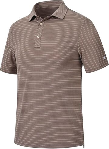QPNGRP Golf Shirts for Men Short Sleeve Striped Casual Performance Collared Mens Polo Shirts in Kuwait